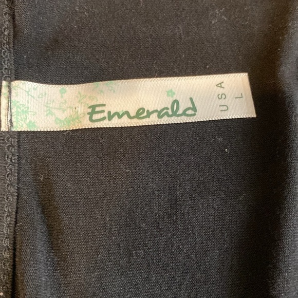 Emerald black open cold shoulder soft knit top blouse large - Picture 9 of 12